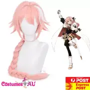 FGO Fate Apocrypha Astolfo Cosplay Wig Long Braided Ponytail Party Hair Pink
