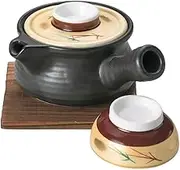 Black Matte Gold Colored Pine Teapot Shaped Dobin Mushi | Dobin Mushi [5.9 x 4.7 x 2.6 inches (15 x 12 x 6.7 cm) (240cc)]