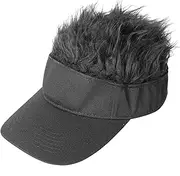 B/M With Hair Sun Caps | Novelty Spiked Hair for Women Men - Holiday, Father's Day, Outdoors Activities Accessories B/Black