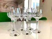 Bohemia Crystal Cut Wine Glasses x 6. Czechoslovakia
