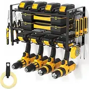 POKIPO Power Tool Organizer, Drill Holder Wall Mount, Heavy Duty Garage Tool Organizer and Storage, Suitable Tool Rack for Tool Room, Workshop, Garage, Utility Storage Rack for Cordless Drill (3 Tier)