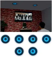 (6) Rockville HC85B-LED 8" 700 Watt In-Ceiling Home Theater Speakers w/Blue LED