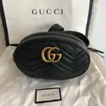 近新GUCCI 491294 黑色山型紋 金GG 腰包(大款) 85號