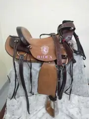 Fork Wade Tree with wide Gullet Western Leather Horse Tack Saddle With Set.
