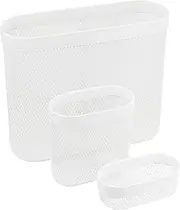 [IKEA] SKADIS Mesh Storage Baskets (Fits SKADIS Peg Board), White, Steel, 505.177.60 - Pack of 3, 24x21x9cm