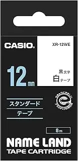 Genuine Casio Label Writer Nameland Tape 12mm XR-12WE with Black Text on White