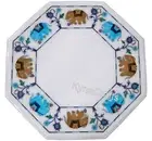 Elephant Art Side Table , Marble Coffee Table Top , Living Room Corner Table Top