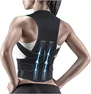 Corrector Men Women Back Brace for Upper Trainer, Adjustable Support Or Body Correction and Neck Shoulder, s,Black-Medium,Black-Medium