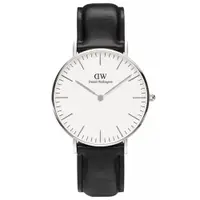 在飛比找ETMall東森購物網優惠-DW Daniel Wellington 經典黑色皮革時尚女