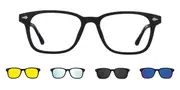 Square Clip-On Plastic Men's Glasses Online Black Size 54 - Lenses Included - Private Health Rebate - Blue Light Block - SmartBuy Collection