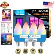 E12 Smart LED Bulbs 5W 600LM, Color Changing, Compatible with Alexa & Google