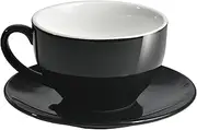 [ionEgg] Porcelain Coffee Cup with Saucer 220ml/7.3oz for Cappuccino, Latte, and Tea, Black