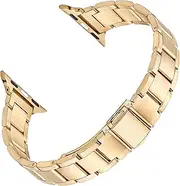 [SIBOYL] Slim Stainless Steel Band fits Apple Watch Band for Women 42mm(Series 10) 41mm 40mm 38mm, iWatch Band for Apple Watch Strap, Classic Strap for Apple Watch Series 10 Se 9 8 7 6 5 4 3 2 1-Gold