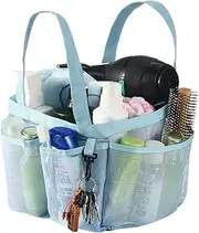 Haundry Mesh Shower Caddy Tote, Large College Dorm Bathroom Caddy Organizer with Key Hook and 2 Oxford Handles,8 Basket Pockets for Camp Gym