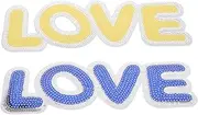 Tofficu Letter Sew on Patches 2pcs Polyester Patches Sequin Edging for Jeans Backpacks Clothing Stylish