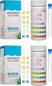 Proxima Direct 7 in 1 Aquarium Test Kit 200 Pack Fish Tank PH Test Strips with 2 Bottles Water Test Kit to Detect PH Nitrite Nitrate Chlorine Carbonate Total Alkalinity Hardness