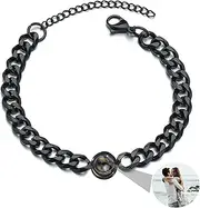 [FCLEIH] Mens Gifts Custom Photo Bracelets Customized Projection Bracelet with Picture Inside, Picture Bracelet Personalized Photo, 9", Stainless Steel, no gemstone