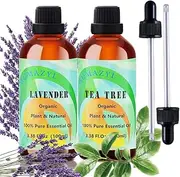 Essential Oil Sets,Tea Tree Lavender Essential Oils for Diffuser for Home Office Bedroom Bathroom Study Living Yoga Spa Room,100ml 2 Pack
