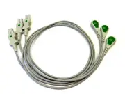 Spacelabs Compatible ECG Leadwire 012-0498, 3 Lead, Snap end, 0.6M/AHA, Green