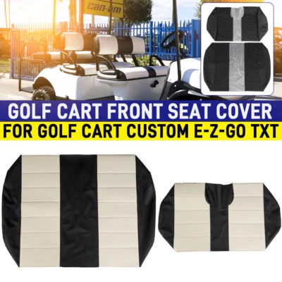 2pcs Front Seat Cover Skin Set PU Leather White For Golf Cart Custom E-Z-Go TXT