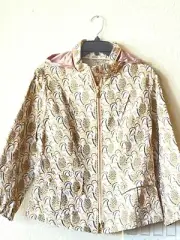 New Bogner Silvia Cotton Blend Pineapple Embroidered Light Jacket Eur 42/ US 12