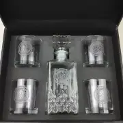 Dave & Busters Whiskey Set 5 Pieces Decenter Logo Set Leather Brief Case