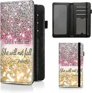 [BEOTIWAD] Checkbook Cover Pattern Premium Leather Check Book Holder Wallet with RFID Blocking Function for Men and Women, Christian Bible Psalm 46-5