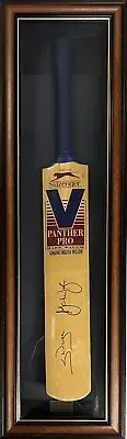 STEVE & MARK WAUGH TWINS SIGNED Cricket Bat Slazenger V Full Size Box FRAMED COA