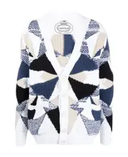Missoni Color-Block Button-Up Cardigan White