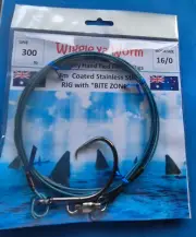 300lb Stainless Steel Blue Coated 3m Shark rig & Bite Zone, 16/0 circle hook