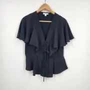 Topshop Women's Ruffle Sleeve Front Tie Blouse Size Size 6 NWT