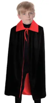 Halloween Kids Fancy Cape Red Black Long Cloak Coat Witch Ghost Vampire Costu...
