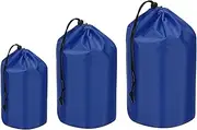 uxcell Stuff Sack 4x8/5x10/7x13, 3 Pcs Waterproof Outdoor Storage Sack Portable Drawstring Dust Flap Bag Sleeping Bag for Camping Hiking Backpacking, Navy Blue