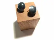 Charcoal Grey Vintage Moonglow Lucite Retro Button Stud Earrings