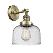 Innovations Large 8" Semi-Flush, Amber/Brass/Seeded Bell - 201FSW-AB-G74
