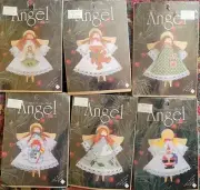 DMC Counted Cross Stitch Clothespin Angel Ornament Lot Of 6