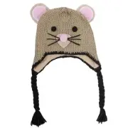 Neff Unisex Critter Mouse Face Beanie Tassel Knit Winter Ski Snowboard Hat NWT