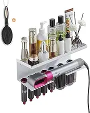 Yimerlen Straightener Holder Compatible with Dyson Airwrap Wall Mount Storage Rack for Curling Iron Attachments and Complete Styler (White-sus304)