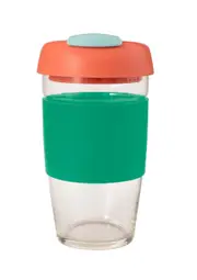 Glass Go Cup (Green/Coral/Sea Foam) - 473mL