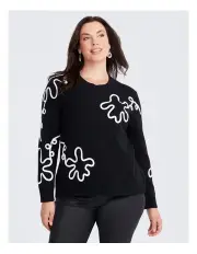 [Taking Shape] Linear Applique Jumper in Black