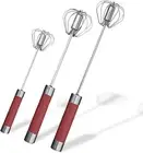 Stainless Steel Semi-Automatic Egg Whisk - 3PCS Hand Push Rotary Whisk Blende...
