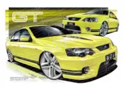 FPV BA GT BA GT MKII CITRIC ACID BLACK STRIPES A2 FRAMED PRINT (FV015E)