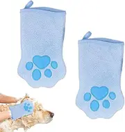 Pet Washing Gloves - 2X Grooming Gloves for Dogs,Quick Drying Pet Care Supplies Double-Sided Bath Towel for Home Travel Short-Haired Outings Daily Use Bathroom Cleaning