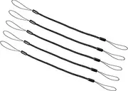uxcell Retractable Spring Coil Straps 6", 5 Pack Plastic Spiral Stretchy Key Holder Stylus Lanyard Cord, Black