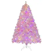 Costway 1.8M/6FT Christmas Tree Artificial Xmas Tree LED Light Xmas Decoration w/808 PVC Tips Home Party Pink