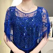 Shawls Women's Wrap Cape Sparkle Shine Elegant Sleeveless Polyester Wedding Wraps With Sequin For Wedding Spring Summer