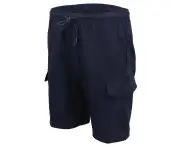 Men's Cargo Shorts 4 Pockets Work Cascual Trousers Active Pants Elastic Waist - Navy