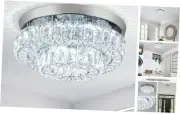 11.8" 2-Tier Crystal Chandelier LED Ceiling Light Semi Flush Mount Ceiling