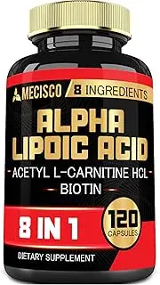 8in1 Alpha Lipoic Acid Supplement 9700mg - Acetyl L-Carnitine HCl, Grape Seed & More - 120 Capsules for 2-Month Supply