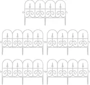5pcs Outdoor Decorative Garden Fence, Plastic White Edging Picket Fencing, Lightweight Landscape Path Panels for Grass Flowerbed Borders,Edging Border Fence for Animal Barrier Fencing (White)